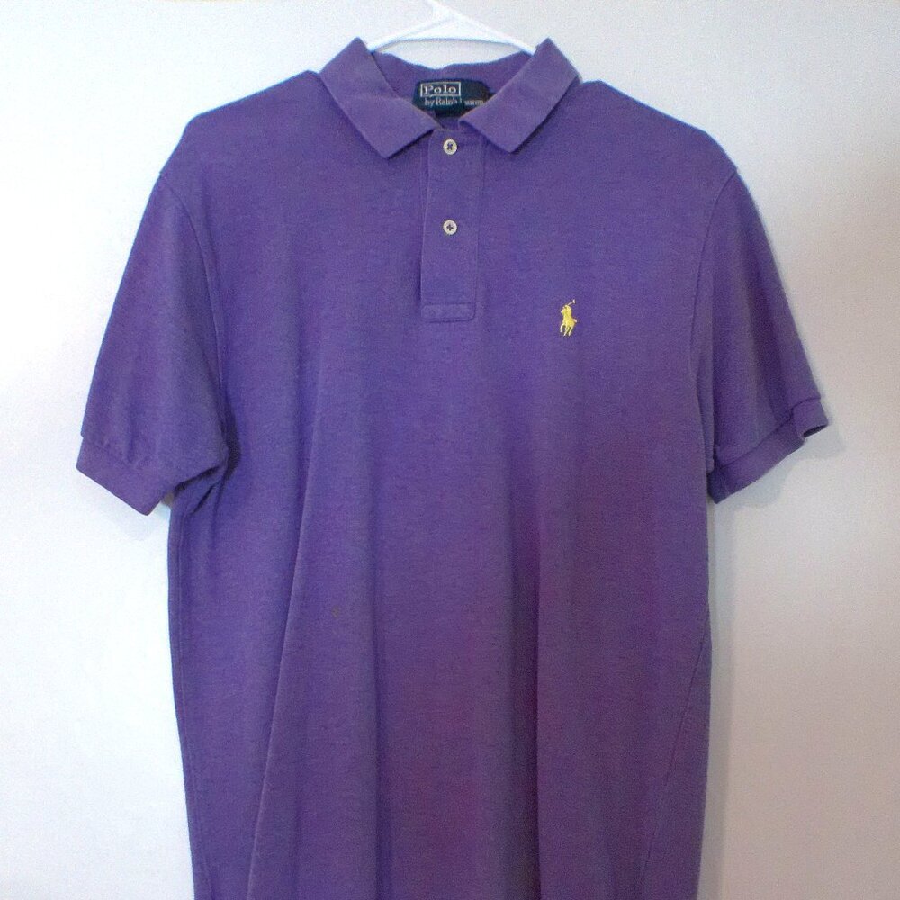 Polo Ralph Lauren Purple Polo Shirt Men’s Medium Yellow Pony 100% Cotton
